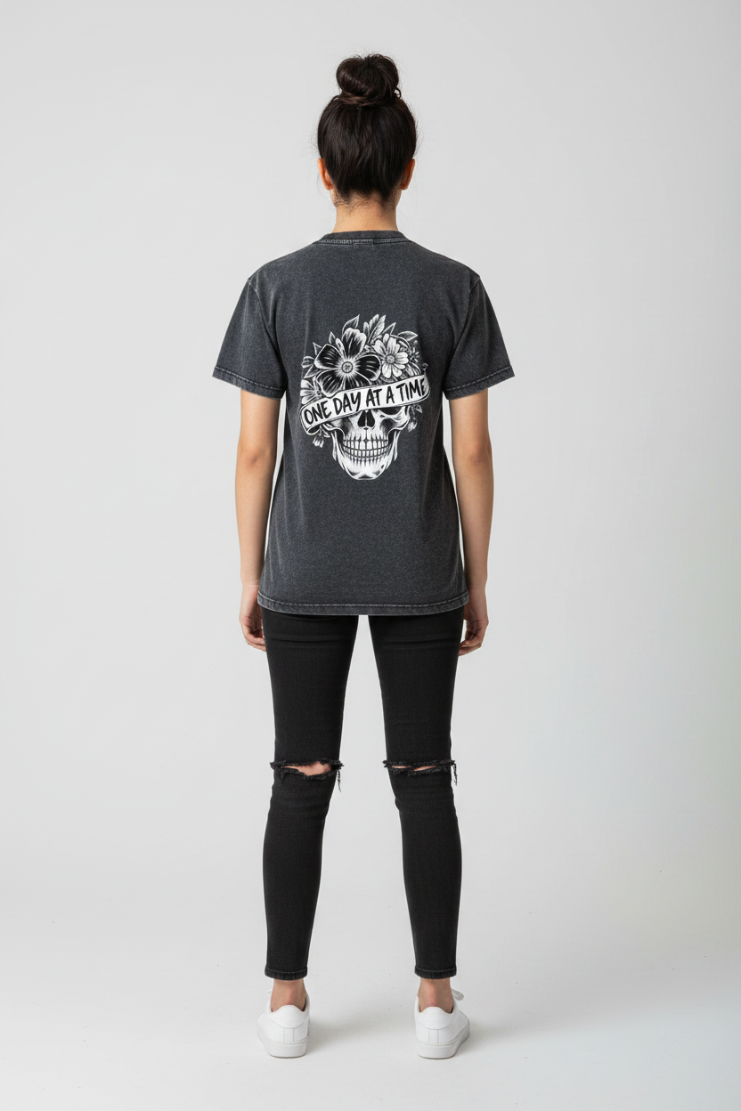 One Day at Time Vintage Wash Drop Shoulder T-shirt